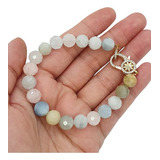 Pulseira Pedras Naturais Água-marinha Morganita Berilo 8mm