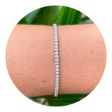Pulseira Riviera 4 Grifas De Prata Pura 925 Zircônias 2mm 