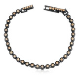Pulseira Riviera Zircônias Alaranjadas Banhada Ródio Negro