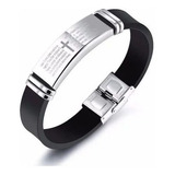 Pulseira Silicone Oração Pai Nosso Placa Aço Inox Legítimo