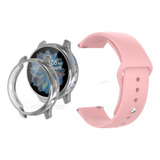 Pulseira Silicone Para Galaxy Active2 40 Capa Proteção Total Cor Prata - Rosa