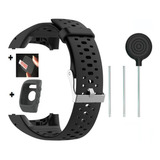 Pulseira Silicone Polar M400 M430 Preta + Película De Vidro