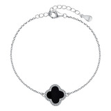 Pulseira Trevo Preto Em Prata Legítima 925 Eternal