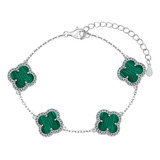 Pulseira Trevo Verde Em Prata Legítima 925 Eternal