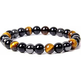 Pulseira Tripla Proteção Hematita Olho De Tigre E Obsidiana 