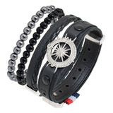 Pulseiras Masculinas Kit C/04 Bussola + 2 Colares Flecha Top