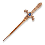 Punhal Adaga Em Metal Banhado No Cobre Stras Azul 15 Cm