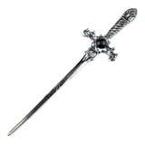 Punhal Metal Prata Envelhecido 15 Cm Pedra Preta