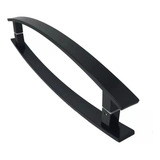 Puxador Curvo Inox Preto Porta Pivotante Madeira Vidro 80 Cm