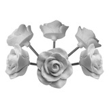 Puxador De Gaveta Flor Rosa Botão Branco Kit C/ 6 Unid 4 Cm