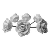 Puxador De Gaveta Flor Rosa Botão Branco Kit C/ 6 Unid Cm 4