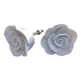 Puxador De Gaveta Rosa Botão Flor Branco C/ 20 Unid 4 Cm