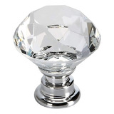 Puxador Maçaneta De Cristal Gaveta Porta Móveis 30mm Cor Branco Vidro Lapidado Estilo Diamante