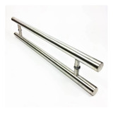 Puxador Porta Duplo Aço Inox Barra Redonda 45 X 30 X 3,2cm