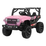 Quadriciclo Jipe Elétrico Infantil 12v Rosa Musical Mp3 Aux