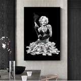 Quadro 40x60 Abstracto Preto E Branco Marilyn Monroe Money