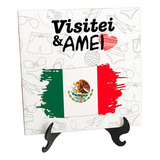 Quadro Azulejo Bandeira México Visitei E Amei Viagem