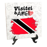 Quadro Azulejo Bandeira Trinidad Tobago Visitei Amei Viagem