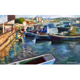 Quadro Barcos Pintura Marinha Óleo Tela Ost Acrílico Gravura