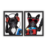 Quadro C/ Moldura Decorativo 50x70cm Pug Música Foto Pet 