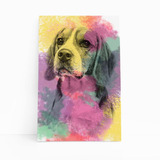 Quadro Cachorro Beagle Aquarela Tinta Canvas 60x40cm