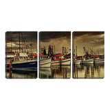 Quadro Canvas 55x110 Barcos Pesqueiros Ancorados