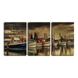 Quadro Canvas 68x126 Barcos Pesqueiros Ancorados