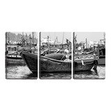 Quadro Canvas 68x126 Barcos Pesqueiros Na