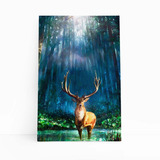 Quadro  Canvas Animal Cervo Na Floresta 60x40cm 