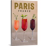 Quadro Canvas Cartão-postal Bebidas Taças Paris