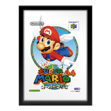 Quadro Capa Super Mario 64 Nintendo 64 Retro N64 Jp 33x45cm 