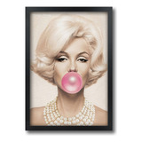 Quadro Chiclete Bola Marilyn Monroe Com Moldura A2 60x42 Cm
