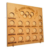 Quadro Colecao Moedas Olimpiadas 23,5x4x24,5 Mdf Madeira