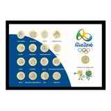 Quadro Coleção Moedas Olimpíadas Jogos Olimpicos