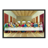 Quadro Com Moldura Santa Ceia Amarela 64x94 Cm