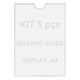 Quadro De Aviso A4 Display De Parede Acrílico Ps Kit 5 Peças