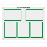 Quadro De Aviso E Gestão Com 5 Displays A4 Acrílico 1 Verde