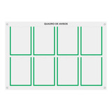 Quadro De Aviso Gestão 8 Displays Vertical A4 De Acrílico Cor Branco Cor Da Armação Verde