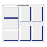 Quadro De Aviso Gestão C/ 7 Displays A4 Acrílico Azul