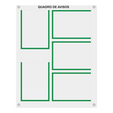 Quadro De Aviso Gestão Com 5 Displays A4 Acrílico 5 Verde