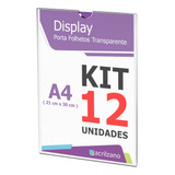 Quadro De Aviso Parede A4 Display Acrílico Kit Com 12 Uni.