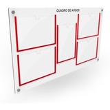 Quadro De Aviso/gestão Mdf 5 Displays Hor/vert. A4 Acrílico