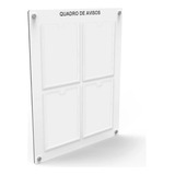Quadro De Gestão E Aviso Mdf Com 4 Displays A4 De Acrílico 