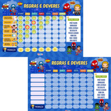 Quadro De Rotina Infantil Incentivo Quadro +brinde Heróis