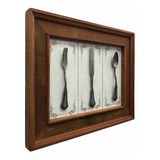 Quadro Decoração 3 Talheres Antigos 48cmx36cm
