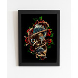 Quadro Decoração Estúdio Tatuagem Arte Ancora Peixes Cranio