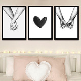 Quadro Decoração Moldura Quarto Casal, Mãos Dadas Coração