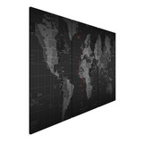 Quadro Decorativo 120x60 Sala Quarto Mapa Múndi Cor Preto