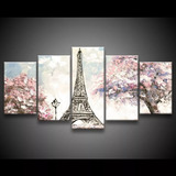 Quadro Decorativo 129x63 Sala Quarto Torre Eiffel Paris Kit 