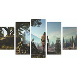 Quadro Decorativo 5 Partes Mosaico Days Gone Ps4 Geek Nerd1 Cor Colorido Cor Da Armação Marrom